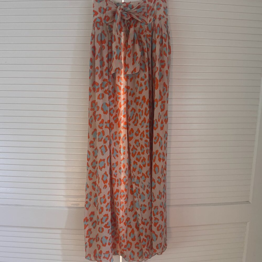 Free People Orange Leopard Wide-leg Pants